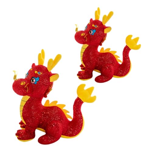 PERSELOSO 2 Stück Jahr des Drachen Maskottchen Puppe Kinderspielzeug Drache Sternzeichen Neujahrs Drachen Puppe Neujahrs Drache Stofftier Drache Neujahrs Chinesisches von PERSELOSO
