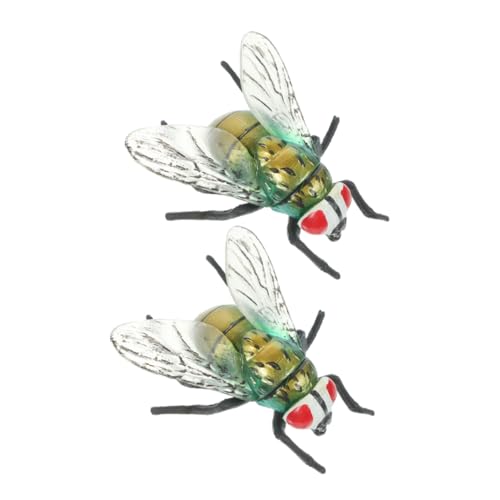 PERSELOSO 2 Stück Kunststoff Fliegen Realistische Insekten Figuren für Halloween Aprilscherze und Dekoration Detailgetreue Modelle für Spaß und Bildung von PERSELOSO