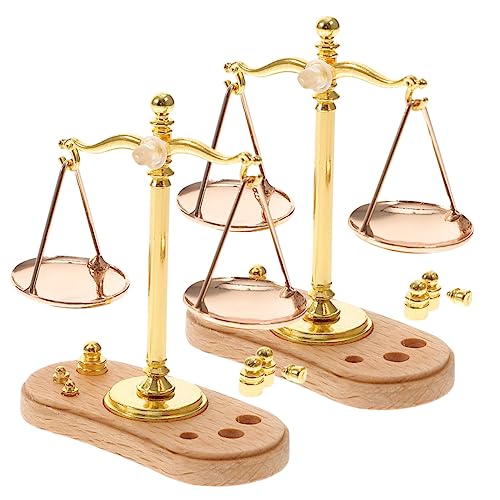 PERSELOSO 2 Stück Mini Badezimmerwaage Miniatur Retro Puppenhaus Kinderminiaturen Lustiges Miniaturgewichtsset Winzige Waagen Miniatur Wandleuchter Für Mädchen Goldene von PERSELOSO
