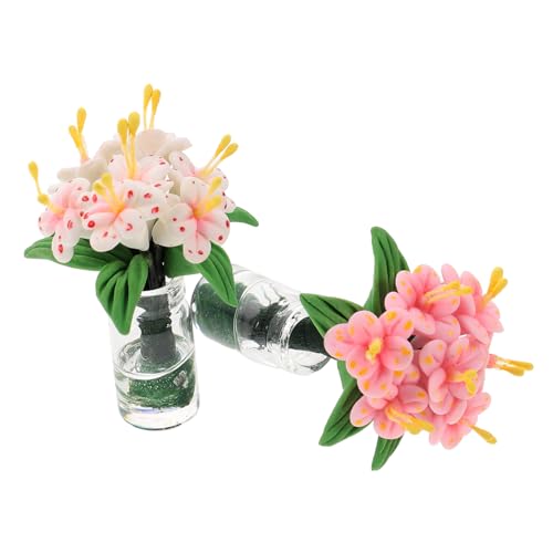 PERSELOSO 2 Stück Miniatur-Blumentopf- Zwerge Pflanzen Sukkulenten Fälschung Tulpe künstliche blüten Artificial Flower microanlagen kleine Topfpflanze Zubehör für Puppenhäuser Glas von PERSELOSO