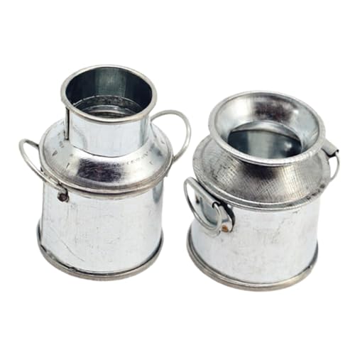 PERSELOSO 2 Stück Miniatur Hauszubehör Wiederverwendbar Hafer Puppenhaus Milchkanne Eimer Saft Puppenhaus DIY Puppenhaus Kit Mini Miniatur Weinflaschen Nussbecher Vollmilch von PERSELOSO