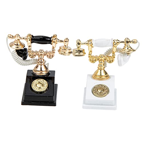 PERSELOSO Miniatur-Retro-Telefon-Set 2-teilig Mini-Telefon-Spielzeug Für Jungen Und Mädchen Blumentopf-Ornament Puppenhaus PERSELOSO Miniatur-Retro-Telefon-Set 2-teilig Mini-Telefon-Spielzeug Für Jungen Und Mädchen Blumentopf-Ornament Puppenhaus von PERSELOSO