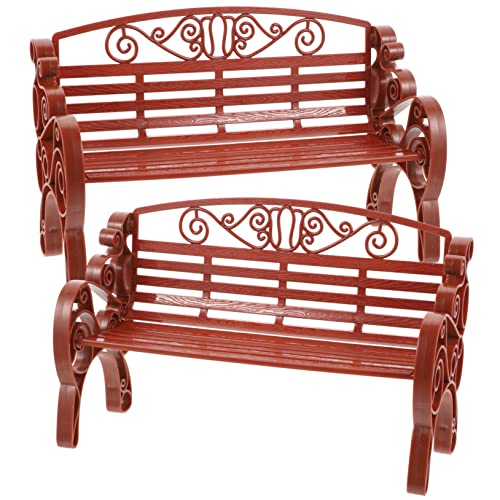PERSELOSO 2 Stück Minibank märchenhafte gartenbank Terrassenbank Mini-Gartenbank Bänke playmobilhaus Garden Furniture gartensitzbank Bankmodell Bankmodell- Abs Brown von PERSELOSO