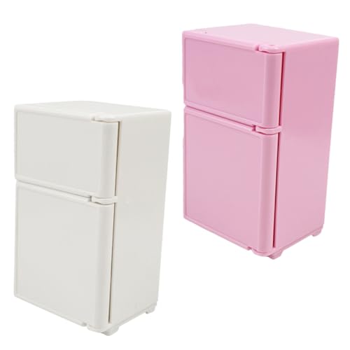 PERSELOSO Mini-kühlschrank-spielzeugsets – 2-teiliger Miniatur-kühlschrank Für Kinder Lebensechtes Mini-puppenhaus-möbelzubehör von PERSELOSO