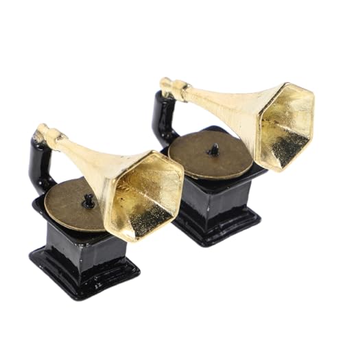 PERSELOSO 2 Stück Puppenhaus Vintage Plattenspieler Dekofigur Detailgetreues Statisches Ornament für Sammler und Kreative Wohnraumgestaltung von PERSELOSO