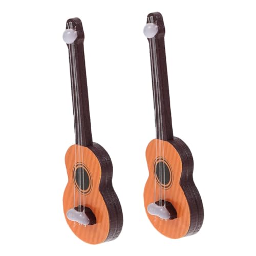 PERSELOSO 2 Stück Simulation Gitarre Puppenhaus Miniatur Gitarre Puppenhaus Gitarre Puppenhaus Ornamente Miniaturen Puppen Puppenhaus Möbel Mini Szene Möbel Kit Hellbraun Holz von PERSELOSO