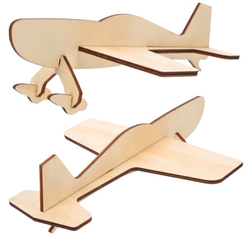 PERSELOSO 2 Stück Teiliges Holzflugzeug Bausatz DIY Puzzle zum Zusammenbauen ohne Kleber Lernspielzeug Hand Auge koordination Geschenkidee für Jungen und Mädchen von PERSELOSO