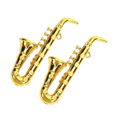 PERSELOSO 2 Stücke Mini-Saxophon Miniaturen Saxophon Schmuck Instrumente Figur musikalisches Puppenhaus Musikinstrument dekoratives Kinderspielzeug Hausdekoration Plastik Golden PERSELOSO 2 Stücke Mini-Saxophon Miniaturen Saxophon Schmuck Instrumente Figur musikalisches Puppenhaus Musikinstrument dekoratives Kinderspielzeug Hausdekoration Plastik Golden von PERSELOSO