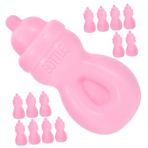 PERSELOSO 20 Stück Babyflasche Babygeschenk Milchflasche Puppenaugen Puppenflasche Mini-saftflaschen Gefälschte Futterflasche Rosa Plastik von PERSELOSO