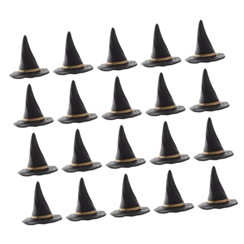 PERSELOSO 20 Stück Halloween-hexenhut Hexenhut Basteln Hexenhut-dekore Halloween- -Dekorationen Mini-Sachen Halloween-miniaturen Mini-hexenhüte Hexenbesen Miniatur Winzig Plastik Black von PERSELOSO