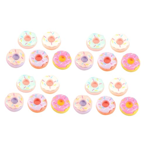PERSELOSO 20 Stück Mini-Donuts Nachtisch Essen Miniatur Bausatz Gefälschte Donuts Künstliche Cupcake-Figur Feinschmecker Puppe Winzige Donuts Mini-Lebensmittel Kuchen Harz von PERSELOSO
