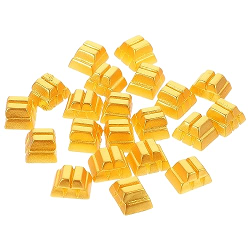 PERSELOSO 20 Stück Mini-Goldstein Figuren Bausätze Barren Fälschung Tragbar Winziges Puppenhaus-miniaturbücher Miniaturen Puppenhausverzierung Goldsteine Golden Harz von PERSELOSO