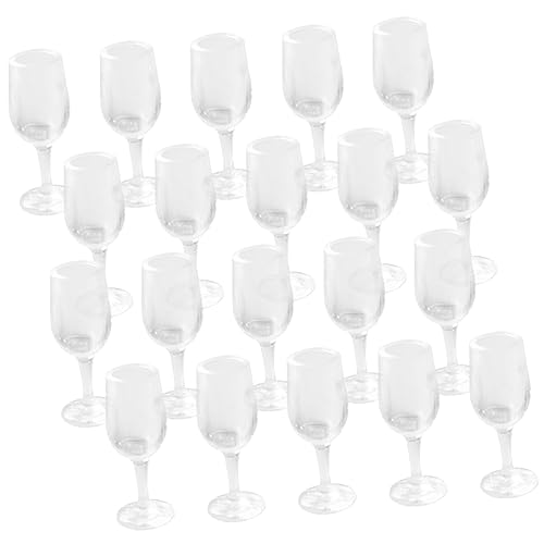 PERSELOSO 20 Stück Mini Weinglas plastikenten plasure Miniatures weintastingset ziernieten Aquarienschmuck dekorativer Miniaturen Kelch Tank Puppenbrille Mini-Hausdekoration Transparent von PERSELOSO