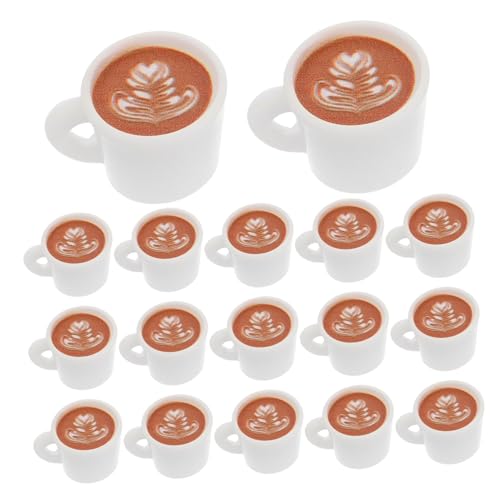 PERSELOSO 20 Stück Puppenhaus-kaffeetasse Kleine Teetassen Miniatur-puppenhausbecher Mini-Cup-anhänger Puppenhaus-Ornamente Kaffeehandwerk Mini House Decor DIY Cup - Weiß Plastik von PERSELOSO