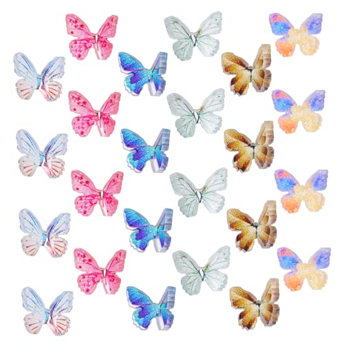 PERSELOSO 24 Stück Miniatur-Schmetterling Puppe Blase Flügel Glockenspiel Miniaturen Mini-Schmetterlinge Cartoon-Schmetterlinge Landschaftsornament Micro Landscape Decor Mini-Sachen Harz von PERSELOSO