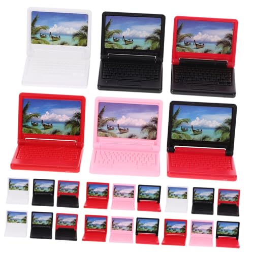 PERSELOSO 24 Stück Puppenhaus-computermodell Puppenornament Miniaturen Puppen-Laptop Mini-verzierung Mini-Laptop Mini-Ornament Mini-Dinge Laptop- Mini- Plastik von PERSELOSO