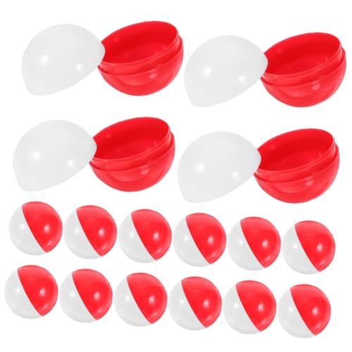PERSELOSO 25 Stück Befüllbare Kapseln für Kaugummiautomaten Runde Plastikkugeln Rot Weiß für Ostern Partys Hochzeiten und von PERSELOSO