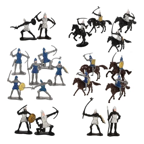 PERSELOSO 28Stücke Soldaten Figuren Mittelalterliche Ritter und Pferde Dekoration für Sandtisch und Szenen Geruchlos und Langlebig von PERSELOSO