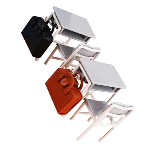 PERSELOSO 2Satz Miniatur Puppenhausmöbel mit Schultisch und Stuhl Authentisches Design für Puppenhaus für Sammler und Kinderzimmer Dekoration Handwerkskunst von PERSELOSO