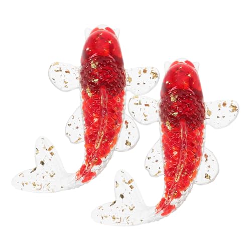 PERSELOSO 2 Stück Kristall Koi Fisch Figuren Miniatur Glücksdekoration für Schreibtisch und Garten Robuste Handarbeit aus Kristall Ästhetischer Reiz Einzigartiges Design von PERSELOSO