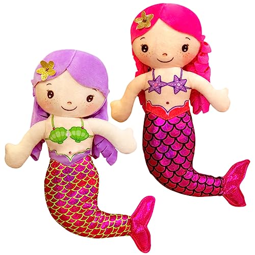 PERSELOSO 2Stücke Meerjungfrau Puppen Stoffspielzeug für Kleine Mädchen Cartoon Meerjungfrauen Kuscheldolls Rot und für Sofa Bett und Auto Perfektes für Freunde von PERSELOSO