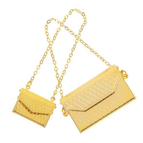 PERSELOSO 2stücke Puppenhaus Miniatur Tasche Deko Zubehör Für Mikrolandschaft Goldene Handtaschen Für Puppenhaus Dekoration PERSELOSO 2stücke Puppenhaus Miniatur Tasche Deko Zubehör Für Mikrolandschaft Goldene Handtaschen Für Puppenhaus Dekoration von PERSELOSO