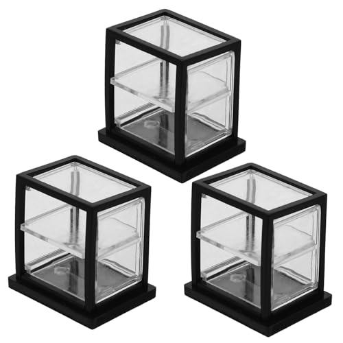 PERSELOSO 3 Stück Puppenhaus-vitrine Miniatur Kuchen Anzeige Bausatz Spielzeughaus Überraschung Küchenzubehör Für Puppenstuben Teppich Schließfach Showcase Dekorationen Dolly Abs Black von PERSELOSO
