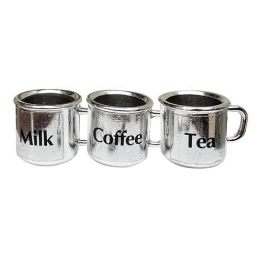 PERSELOSO 3 Stück Puppenstubentasse Tassen Puppenhaus Winziges Mini-wasserbecher Kleine Kaffeetasse Zubehör Für Puppenstubenmöbel Dollhouse -Requisite Metall Silver PERSELOSO 3 Stück Puppenstubentasse Tassen Puppenhaus Winziges Mini-wasserbecher Kleine Kaffeetasse Zubehör Für Puppenstubenmöbel Dollhouse -Requisite Metall Silver von PERSELOSO
