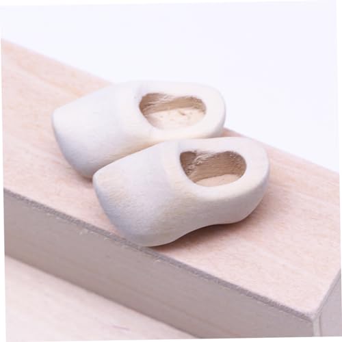 PERSELOSO 4 Paare Mini Holzschuhe für Puppenhaus Unbemalt DIY Bastelzubehör Handgefertigte Miniatur Klompen Dekoration für Dollhouse Zubehör von PERSELOSO