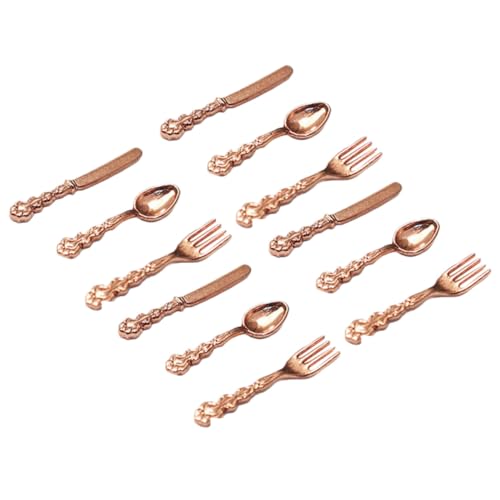 PERSELOSO 4 Sätze Miniatur Besteck Teiliges Puppenhaus Zubehör Roségoldene Gabeln Messer Löffel für Kreative Küchendekoration für Rollenspiele und Kinderspiele PERSELOSO 4 Sätze Miniatur Besteck Teiliges Puppenhaus Zubehör Roségoldene Gabeln Messer Löffel für Kreative Küchendekoration für Rollenspiele und Kinderspiele von PERSELOSO