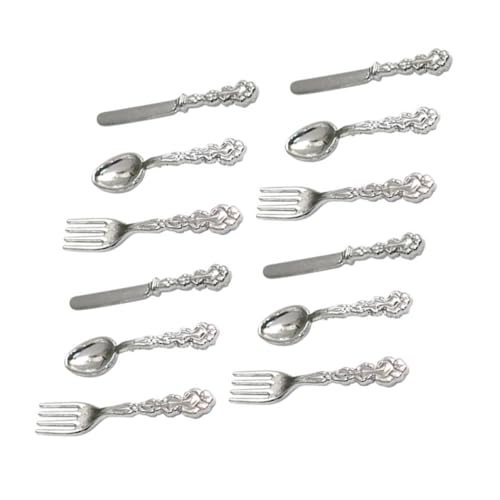 PERSELOSO 4 Sätze Miniatur Geschirrset Teiliges Besteck für Puppenhaus Miniatur Löffel Messer aus Nickelfreiem Dekoration für Rollenspiele und Kinderzimmer PERSELOSO 4 Sätze Miniatur Geschirrset Teiliges Besteck für Puppenhaus Miniatur Löffel Messer aus Nickelfreiem Dekoration für Rollenspiele und Kinderzimmer von PERSELOSO
