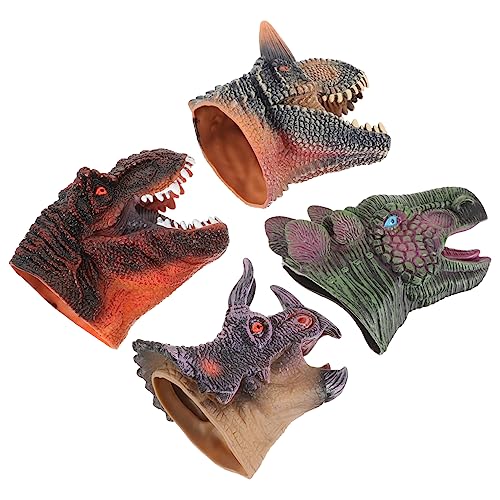PERSELOSO 4 Stück Dinosaurier-Handpuppe Interaktives Kinderspielzeug Puppen mit beweglichem Mund Handpuppe für Kinderhandspielzeug Geschichte sprechende Handpuppe Vinyl von PERSELOSO