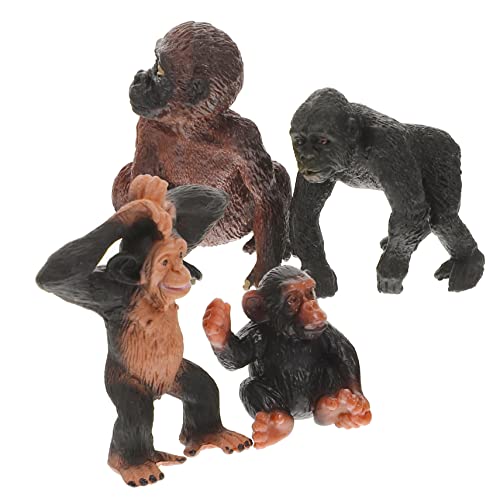 PERSELOSO 4 Stück Kreatives Teiliges Schimpansen Modell Set Figuren für Wildtier Dekoration Realistische Tierfiguren für Spiel und Lernen für Zuhause Schule und Park von PERSELOSO