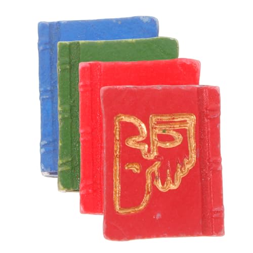 PERSELOSO 4 Stück Mini -Buch Ornamente Kleine Bücher Miniaturen Für Puppenhaus Winzige Bücher Miniaturbücher Zum Basteln Puppenstubenbücher Miniaturen Miniatur-puppenhausbücher Harz von PERSELOSO