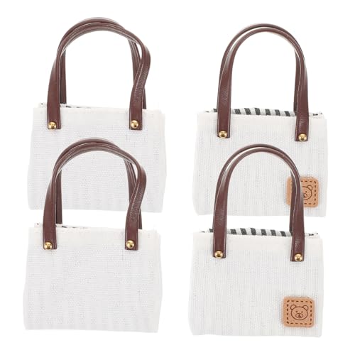 PERSELOSO 4 Stück Miniatur-tragetaschen: Blanko-stoffhandtaschen-Dekoration – Mini-Schultertaschen Aus Canvas Für Puppen – Simulations-Schultertasche, DIY-zubehör von PERSELOSO