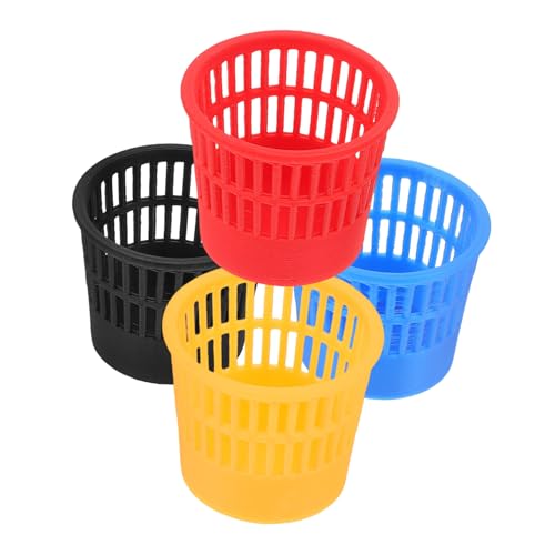 PERSELOSO 4 Stück Miniaturisierte Mülltonnen für Puppenhaus Teiliges Blau Schwarz Rot und Orange Realistische Zubehörteile für Puppenhäuser Gartenaccessoires und Sammlerstücke von PERSELOSO