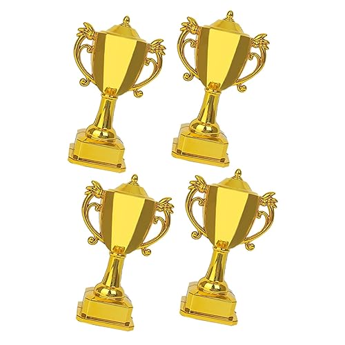 PERSELOSO 4 Stück Puppenhaus Mini Goldene Trophäe Modell 4 Stück Kleine Sporttrophäe Für Puppenhaus Partytrophäen Winzige Miniaturen Dekorative Auszeichnungsturniere Lustige Puppen von PERSELOSO