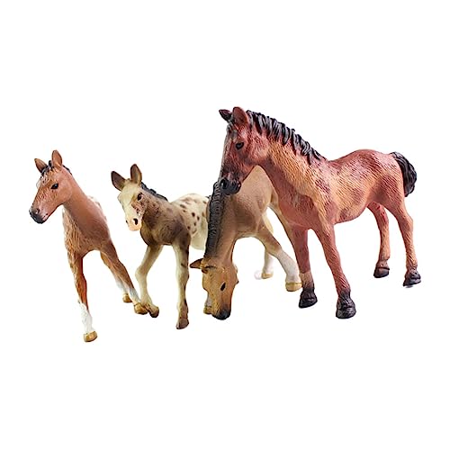 PERSELOSO 4 Stück Simulationspferd Pferde Figuren hühner Auto deko Tischdekoration Pferde bastelset Pferdemodell Heimdekoration Mini-Pferdedekor kleines Plastik Brown von PERSELOSO