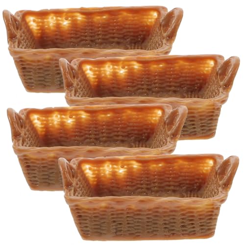 PERSELOSO 4 Stück Simulierter Mini-Korb für kinderspielzeug Toys for hühner Toys dekoratives Korbmodell Mini-Hausbedarf 1/12 Minikorb Harz Light Brown von PERSELOSO