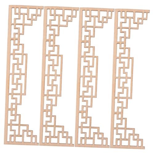 PERSELOSO 4 Stück Teiliges Chinesische Holzapplikationen für Puppenhäuser Handgefertigte Unbehandelte Holzbauteile mit Traditionellen Architektur Designs DIY Sandtisch Zubehör Stabile von PERSELOSO