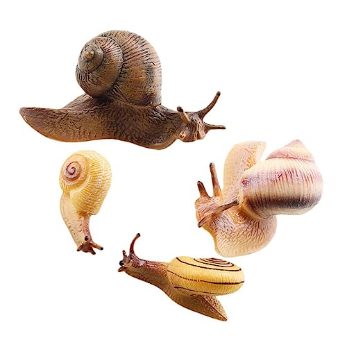 PERSELOSO 4 Stück Teiliges Set Garten Schnecken Deko Realistische Tiermodelle für Blumenpotte Aquarien Tortendeko Lernspielzeug für Kreativität und Konzentration von PERSELOSO