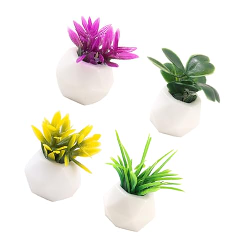 PERSELOSO 4 Stück künstlicher Blumentopf Marienkäfer kleine Kunstpflanzen Miniaturen Puppe kunstplflanze Artificial Plant Garten Bonsai Modell Miniatur Bonsai Harz von PERSELOSO