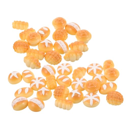 PERSELOSO 40 Stück Teiliges Mini Resin Food Realistische Simulation Künstliches Brot Miniatur Lifelike Faux Bread Puppenhaus Deko DIY Kreative Micro Landschaft Backzubehör von PERSELOSO