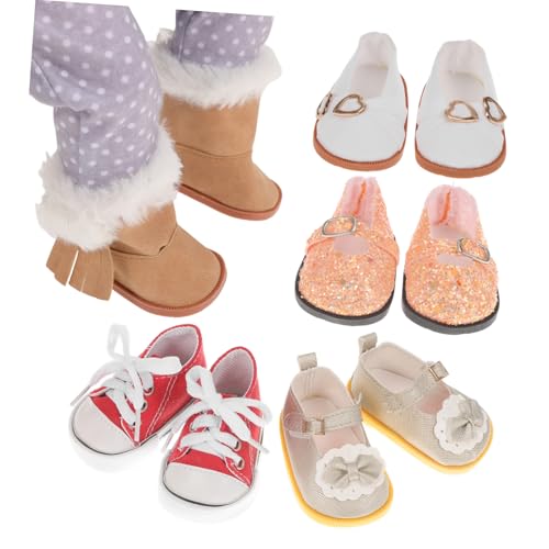 PERSELOSO 5 Paar Puppenschuhe Stiefel Für Puppen Puppensocken Minischuhe Kleine Puppenersatzschuhe Puppendeko Schuhe Mädchen Puppenaccessoires Schuhe Für Puppen Puppenleinwandschuhe Stoff von PERSELOSO