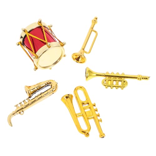 PERSELOSO 5 Stück Miniatur-Musikinstrumente Miniatur-Musical Puppenhaus Mini Mini-Instrumente musikspielzeug Mini Instrumente Puppe Musikinstrument Mini-Hausinstrumentenmodell Plastik Golden von PERSELOSO