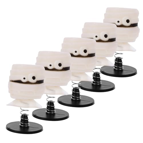 PERSELOSO 5 Stück Mumien Hüpfpuppen Cartoon Springspielzeug Für Den Schreibtisch Für Den Innenbereich Große Überraschung Für Hüpfparty Springfederwerfer Halloween Eisenweiß von PERSELOSO