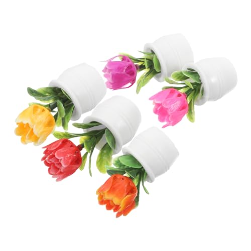 PERSELOSO 5er-Pack Künstliche Miniatur-topfpflanzen Zur Dekoration des Puppenhauses von PERSELOSO