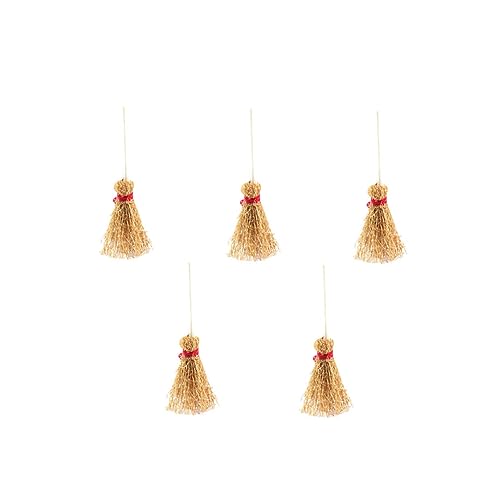 PERSELOSO 5 Stück geldschrank beemysafe Dekoration für Miniaturgärten tiegerbalm red Miniaturbesen puppenhauszubehör Werkzeug Desktop-Besen-Miniaturen Mini-Besenornament aus Holz Bambus rot von PERSELOSO
