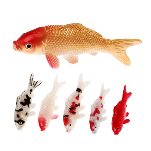 PERSELOSO 6 Stück Aquarium Dekoration Künstlicher Fisch Qualle Aquarienlicht Gefälschtes Aquarium Kleiner Aquariumreiniger Aquarienfilter Simulieren Karpfen PVC von PERSELOSO