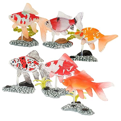 PERSELOSO 6 Stück Dekorative Goldfischfiguren aus Realistische Miniatur Aquarienornamente für Kinderzimmer für Kreative Deko und Kognitive Entwicklung von PERSELOSO